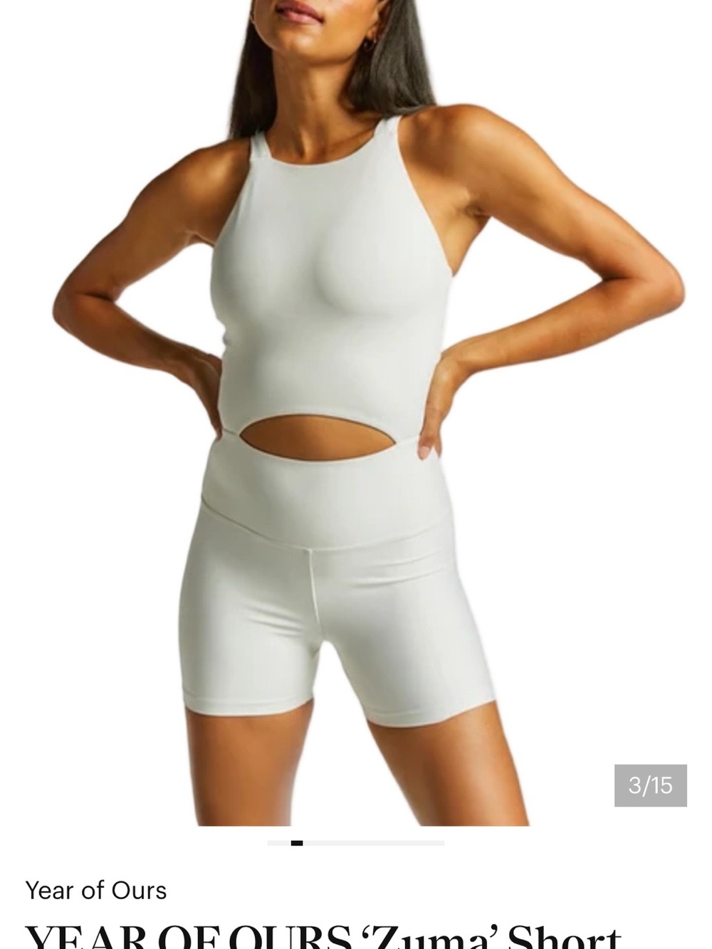 Year of Ours Zuma Cutout Tank Romper in Off-White